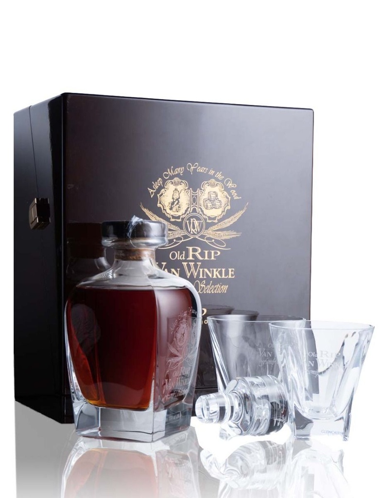 Old Rip Van Winkle 23 Year Presentation Case w/ Glencairn Crystal Decanter and 2 Glasses 750mL