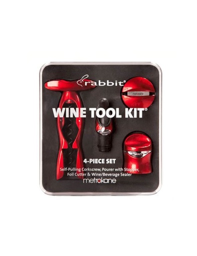 4-Piece Wine Tool Kit - Metallic Red